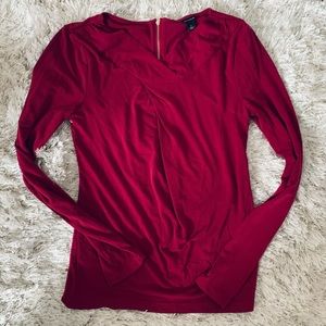 Red Long Sleeve Ann Taylor Blouse - Size Small